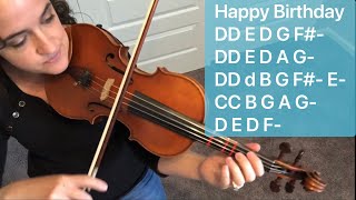 How to play Happy Birthday on the Violin Extremely Easy Tutorial [upl. by Inot]