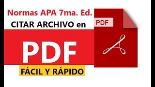 NORMAS APA CITAR ARCHIVO PDF SÉPTIMA EDICIÓN 7ma PASO A PASO EN WORD [upl. by Eeraj572]