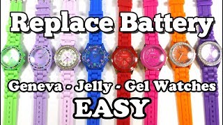 Replacing Watch Batteries Easy  Geneva Jelly Gel Watches [upl. by Drawyeh]