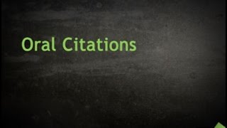 Oral Citations [upl. by Tedric]