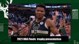 2021 NBAFinals Milwaukee Bucks trophy presentation ceremony  ESPN [upl. by Latty]