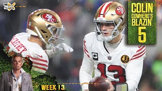 Blazin 5 49ers avenge Eagles Jets upset Falcons in Colins Week 13 picks  NFL  THE HERD [upl. by Rendrag311]