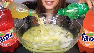 ASMR DRINKING SODA FANTA STRAWBERRY ORANGE PINEAPPLE  SPRITE FIZZY amp ICE SOUNDS [upl. by Gnuy]