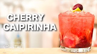 How To Make a CHERRY CAIPIRINHA  1Minute Cocktail Recipes [upl. by Anahs967]