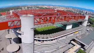 San Siro football stadium drone flight  Milan AC Milan Inter Milan [upl. by Yekcim656]