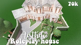 Aesthetic roleplay house includes the new baby update  Bloxburg speedbuild [upl. by Silvanus713]