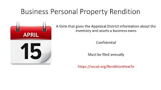 Business Personal Property Rendition [upl. by Ahsiak347]