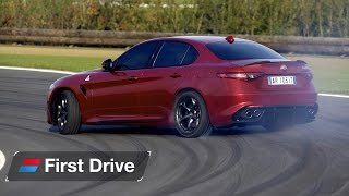 2016 Alfa Romeo Giulia Quadrifoglio first drive review The Italian M3 [upl. by Adnavoj]