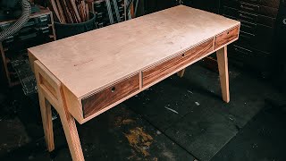 DIY Modern Plywood Desk [upl. by Santa]