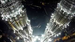 Twin Tower Petronas Kuala Lumpur Night Aerial View [upl. by Einnahc527]