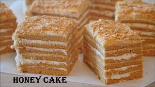 Russian Honey Cake Recipe  30 Minute Honey Cake Medovik [upl. by Elleinahc]