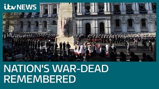 Live Remembrance Sunday commemorated at Cenotaph  ITV News [upl. by Tteve]