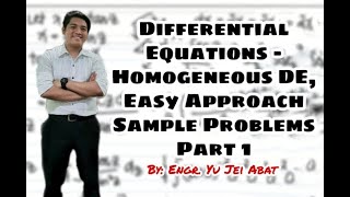 Differential Equations  Homogeneous DE Easy Approach Sample Problems Part 1 [upl. by Shayn]