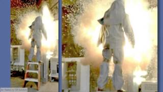 40 CAL Arc Flash Suit  Explosion test on ladder [upl. by Januisz540]