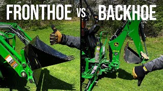 FRONTHOE VS BACKHOE FOR TRACTORS PROS amp CONS 🚜👨‍🌾 [upl. by Hubing]