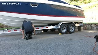 Repositioning a 25 Boat on its trailer while in the driveway [upl. by Anastatius]