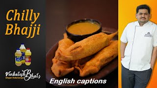 venkatesh bhat makes chilly bajji  how to make chilly bajji  stuffed mirchi bajji  milagai bajji [upl. by Letnuhs974]