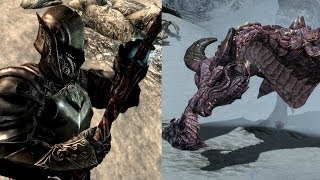 Skyrim  The Ebony Warrior VS Legendary Dragon [upl. by Arissa]