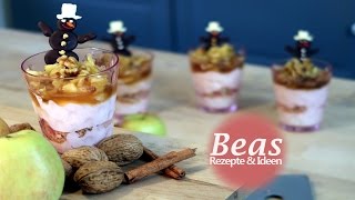 Weihnachtliches Dessert im Glas  Festlicher SahneQuark ApfelZimt Nachtisch [upl. by Drofnelg765]