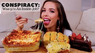 CHEESY LASAGNA GARLIC BREAD amp CHOCOLATE CAKE MUKBANG [upl. by Elazaro]