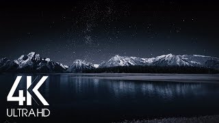 8 Hours Nighttime Ambience  4K Grand Teton and Milky Way  Nature soundscapes [upl. by Pelagias]