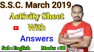 SSC March 2019Activity Sheet With Answers SubEnglish Marks80 Std10thLLEnglishForLearners [upl. by Tnilf]