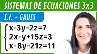 SISTEMAS de Ecuaciones 3x3 Sist INCOMPATIBLE ✅ Método de GAUSS [upl. by Kaasi]