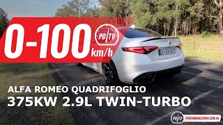 2021 Alfa Romeo Giulia Quadrifoglio 0100kmh amp engine sound [upl. by Valery642]