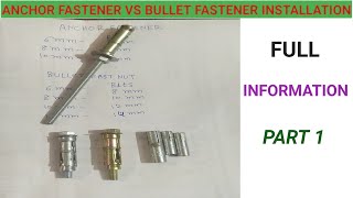 Anchor Fastener VS Bullet Fastener Installation Full Information  ANCHOR BOLT [upl. by Arihk]