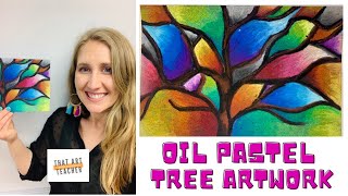 Oil Pastel Tree Artwork  Oil Pastel Drawing for Beginners Step by Step [upl. by Rovner]