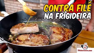 Como Fazer Contra Filé na Frigideira  Tv Churrasco [upl. by Twedy]