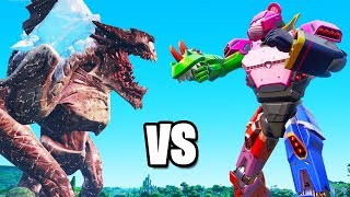 The MONSTER vs ROBOT FIGHT in FORTNITE Live Event [upl. by Dnomyad485]