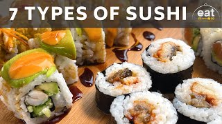 How to make 7 Types of Sushi  Japanese Food  The Far East Cuisine [upl. by Bovill]