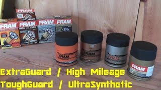 Fram Oil Filter Review EXTRA GUARD  TOUGH GUARD  High Mileage  Ultra Synthetic [upl. by Jaycee]