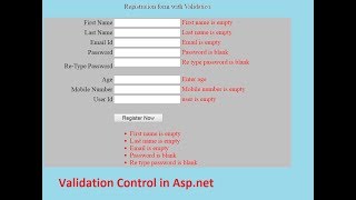 Form validation in aspnetValidation control [upl. by Radbourne]