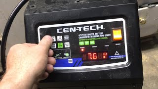 REVIEW centech 21040200 amp 612V automatic battery charger with engine jump start [upl. by Eirahcaz387]