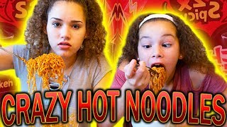 Nuclear Fire 2X Noodles Challenge Haschak Sisters [upl. by Clements]