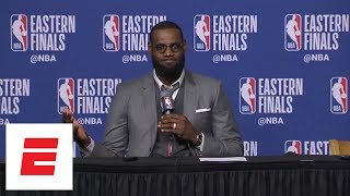 LeBron James shows off photographic memory recalls Celtics’ late rally in Game 1 vs Cavs  ESPN [upl. by Oiromed570]