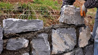 Building Stone Retaining Wall [upl. by Gibert]