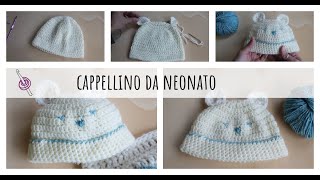 Cappellino da neonato a Uncinetto  Tutorial [upl. by Eca38]