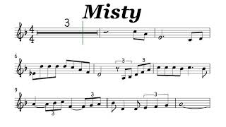 Misty Clarinet Trumpet Sheet Music Backing Track Play Along Partitura [upl. by Setarcos]