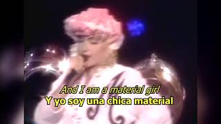 Material Girl  Madonna LYRICSLETRA 80s [upl. by Lyall]