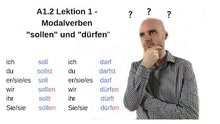 Deutschkurs A12 Lektion 1 Modalverben quotsollenquot und quotdürfenquot [upl. by Nimajaneb]