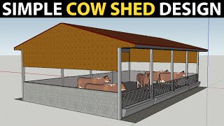 SIMPLE COW SHED DESIGN for 10 Cows  Small Dairy Farm Plans and Designs  Cow barn Ideas [upl. by Eecrad]