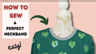 How to sew a neckband with secret tricks for knitsTshirts [upl. by Beitris]