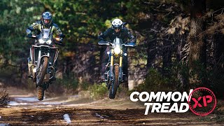 Motorcycles Snow Mountains Honda Africa Twin 1100 vs Triumph Scrambler 1200 XE  Common Tread XP [upl. by Sirraf]