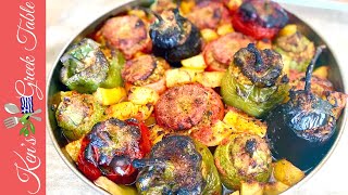 Stuffed Peppers and Eggplants  Low Carb Gemista Recipe  Ken Panagopoulos [upl. by Imefulo640]