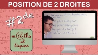 Etudier la position relative de deux droites  Seconde [upl. by Akerdnahs]