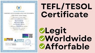 TEFLTESOL Certificate  LEGIT  WORLDWIDE  AFFORDABLE [upl. by Anuahsal]