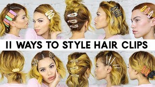 11 EASY Ways to Style HAIR CLIPS for Short Hair Braidless [upl. by Odraccir]